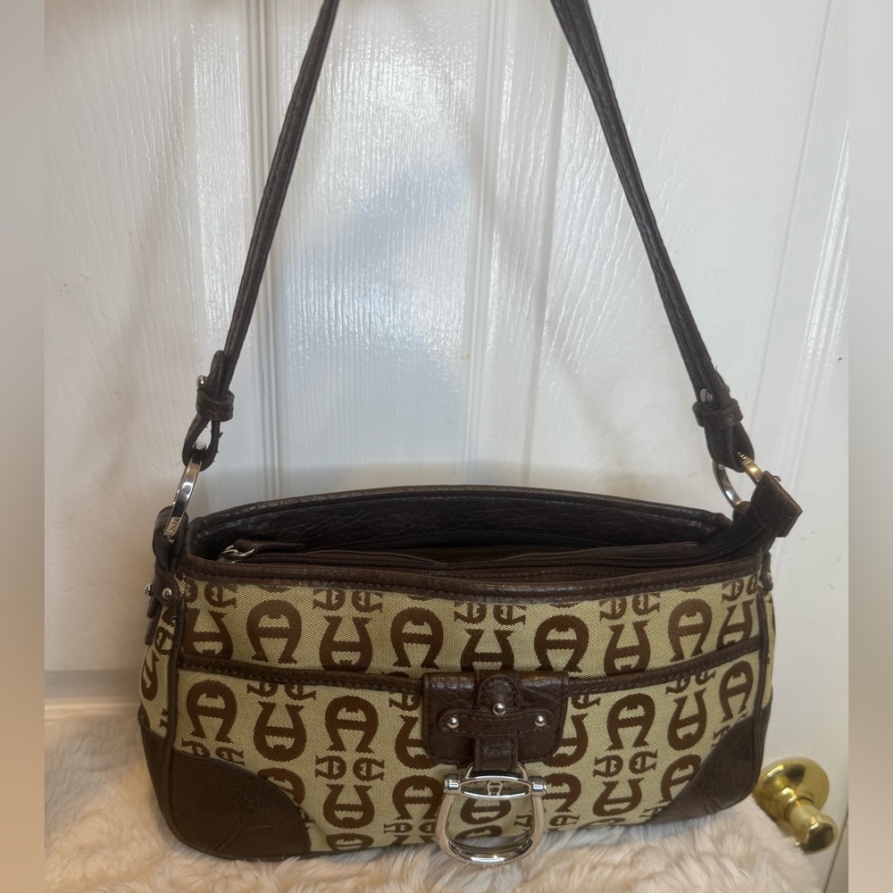 ETIENNE AIGNER MONOGRAM MEDIUM HANDBAG SHOULDER BAG
